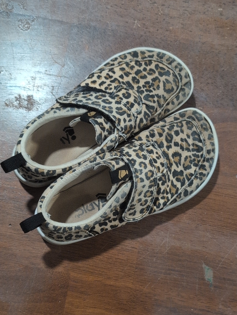 Kids Splay Leopard Print Hook-and-Loop Sneakers - Tan/Black